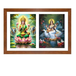 Goddess lakshmi and saraswati Photo Frame - 11x15Inches - Spiritual Artwork for Home Wall Decoration, Puja Room and Office Decoration and Gifting Goddess lakshmi and saraswati Photo Frame - 11x15Inches - Spiritual Artwork for Home Wall Decoration, Puja Room and Office Decoration and Gifting