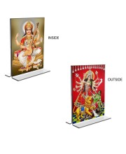 Debi Saraswati & Debi Lakhsmi Acrylic T-Style Photo Stand - 5x7 Inches, Compact and Stylish Spiritual Display, easily change 2 photos (Pack of 1)