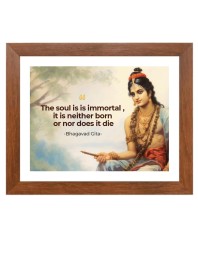 Bhagavad Gita & His Famous Quote Photo Frame - Brown Frame, Perfect for Office & Wall Decoration, Ideal Gift