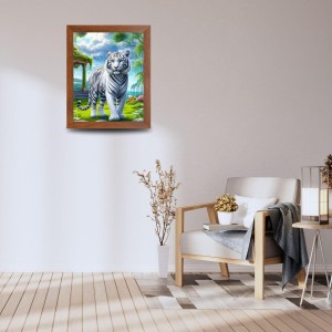 AI Funny White Tiger Art Picture for Kids - 10x14 inches, Brown Color - Perfect Wall Decor for Children's Room AI Funny White Tiger Art Picture for Kids - 10x14 inches, Brown Color - Perfect Wall Decor for Children's Room