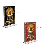 Buddha Acrylic T-Style Photo Stand - 11x13 Inches, Compact and Stylish Spiritual Display, easily change 2 photos (Pack of 1)