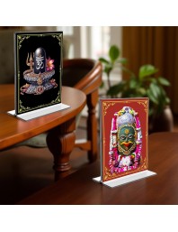 Lord Shiva Lingam Acrylic T-Style Photo Stand - 7x9 Inches, Compact and Stylish Spiritual Display, easily change 2 photos (Pack of 1)