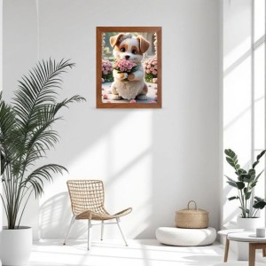 AI Funny Cute Dog Art Picture for Kids - 18x22 inches, Brown Color - Perfect Wall Decor for Children's Room