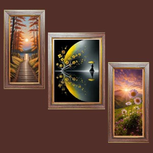 3-Pack Blossoms and Breeze Photo Frames - 2 Pieces 12x19 Inch & 1 Piece 16x19 Inch - Rustic Wall Art for Home & Office Decor - Botanical Wall Hanging for Living Room, Bedroom, or Workspace