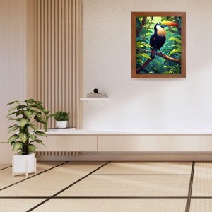 AI Funny Bird Art Picture for Kids - 12x16 inches, Brown Color - Perfect Wall Decor for Children's Room
