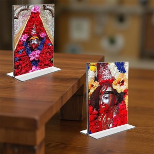 Tara Debi Acrylic T-Style Photo Stand, Compact and Stylish Spiritual Display, easily change 2 photos (Pack of 1)
