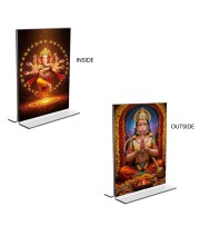 Lord Ganesh & Sri Hanuman Acrylic T-Style Photo Stand - 11x13 Inches, Compact and Stylish Spiritual Display, easily change 2 photos (Pack of 1)