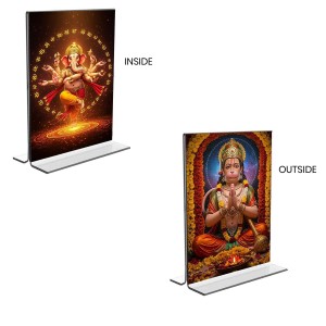 Lord Ganesh & Sri Hanuman Acrylic T-Style Photo Stand, Compact and Stylish Spiritual Display, easily change 2 photos (Pack of 1) Lord Ganesh & Sri Hanuman Acrylic T-Style Photo Stand, Compact and Stylish Spiritual Display, easily change 2 photos (Pack of 1)