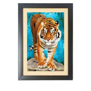 The wild tiger Photo Frame Funny Animal and Bird Cartoon Art, Black color, 13x17 Inch The wild tiger Photo Frame Funny Animal and Bird Cartoon Art, Black color, 13x17 Inch