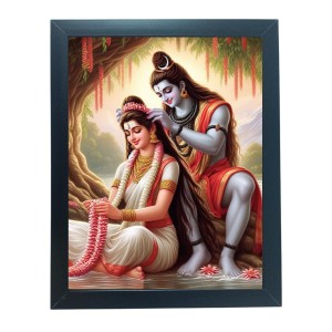 Hitech Sales Lord Shiva and Goddess Parvati Ji Polystyrene Photo Frame for Pooja Room, Temple Decor, Home Decoration and Gifting