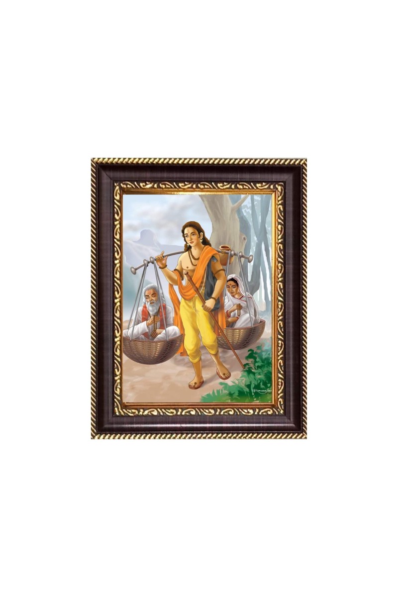 Shravan Kumar Ramayana Digital Print Photo 8.7x10.7 inches - Vibrant Religious Wall Art for Home, Office and Temple Decor.