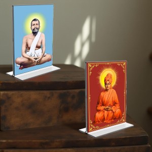 Sri Ramakrishna Paramhansa & Swami Vivekananda Acrylic T-Style Photo Stand, Compact and Stylish Spiritual Display, easily change 2 photos (Pack of 1) Sri Ramakrishna Paramhansa & Swami Vivekananda Acrylic T-Style Photo Stand, Compact and Stylish Spiritual Display, easily change 2 photos (Pack of 1)