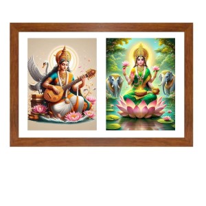 Goddess saraswati and lakshmi Photo Frame - 11x15Inches - Spiritual Artwork for Home Wall Decoration, Puja Room and Office Decoration and Gifting Goddess saraswati and lakshmi Photo Frame - 11x15Inches - Spiritual Artwork for Home Wall Decoration, Puja Room and Office Decoration and Gifting