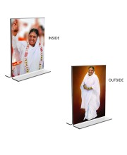 Debi AMRITANANDAMAYI Acrylic T-Style Photo Stand - 11x13 Inches, Compact and Stylish Spiritual Display, easily change 2 photos (Pack of 1)