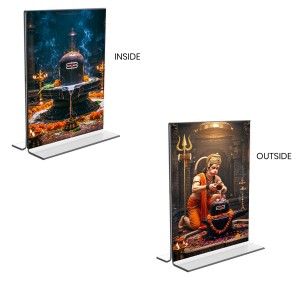 Sri Hanuman & Lord Shiva Lingam Acrylic T-Style Photo Stand, Compact and Stylish Spiritual Display, easily change 2 photos (Pack of 1) Sri Hanuman & Lord Shiva Lingam Acrylic T-Style Photo Stand, Compact and Stylish Spiritual Display, easily change 2 photos (Pack of 1)