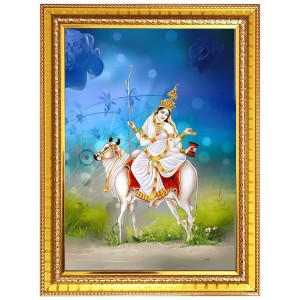 Maa Shailputri Photo Frame - 12x16 Inches, Brown Wooden Frame for Home, Office & Temple Decoration Maa Shailputri Photo Frame - 12x16 Inches, Brown Wooden Frame for Home, Office & Temple Decoration