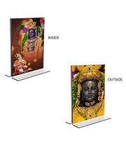 Sri Ram Lalla Acrylic T-Style Photo Stand - 11x13 Inches, Compact and Stylish Spiritual Display, easily change 2 photos (Pack of 1)