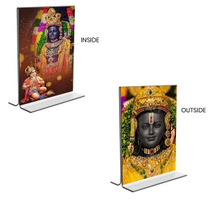 Sri Ram Lalla Acrylic T-Style Photo Stand - 9x11 Inches, Compact and Stylish Spiritual Display, easily change 2 photos (Pack of 1)