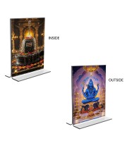 Lord Shiva & Shiva Lingam Acrylic T-Style Photo Stand - 11x13 Inches, Compact and Stylish Spiritual Display, easily change 2 photos (Pack of 1)