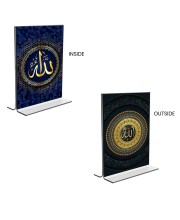 Islamic Allah & Mecca Madina Acrylic T-Style Photo Stand - 7x9 Inches, Compact and Stylish Spiritual Display, easily change 2 photos (Pack of 1)