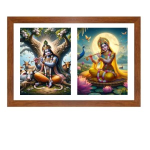 Radha krishna Photo Frame - 13x17Inches - Spiritual Artwork for Home Decor, Puja Room and Office Decoration