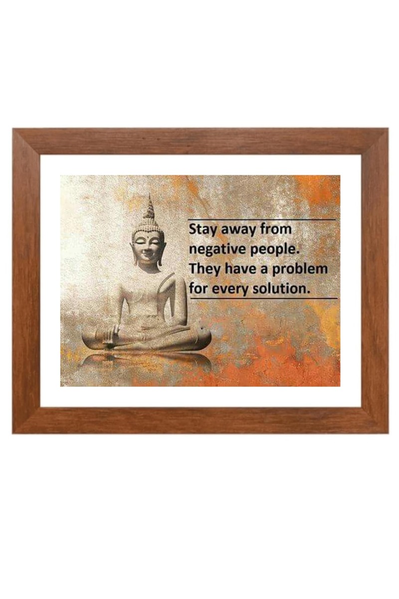 Buddha & His Famous Quote Photo Frame - Brown Frame, Perfect for Office & Wall Decoration, Ideal Gift