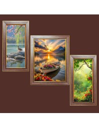 3-Pack Nature at it Photo Frames - 2 Pieces 12x19 Inch & 1 Piece 16x19 Inch - Rustic Wall Art for Home & Office Decor - Botanical Wall Hanging for Living Room, Bedroom, or Workspace