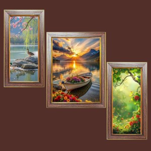 3-Pack Nature at it Photo Frames - 2 Pieces 12x19 Inch & 1 Piece 16x19 Inch - Rustic Wall Art for Home & Office Decor - Botanical Wall Hanging for Living Room, Bedroom, or Workspace