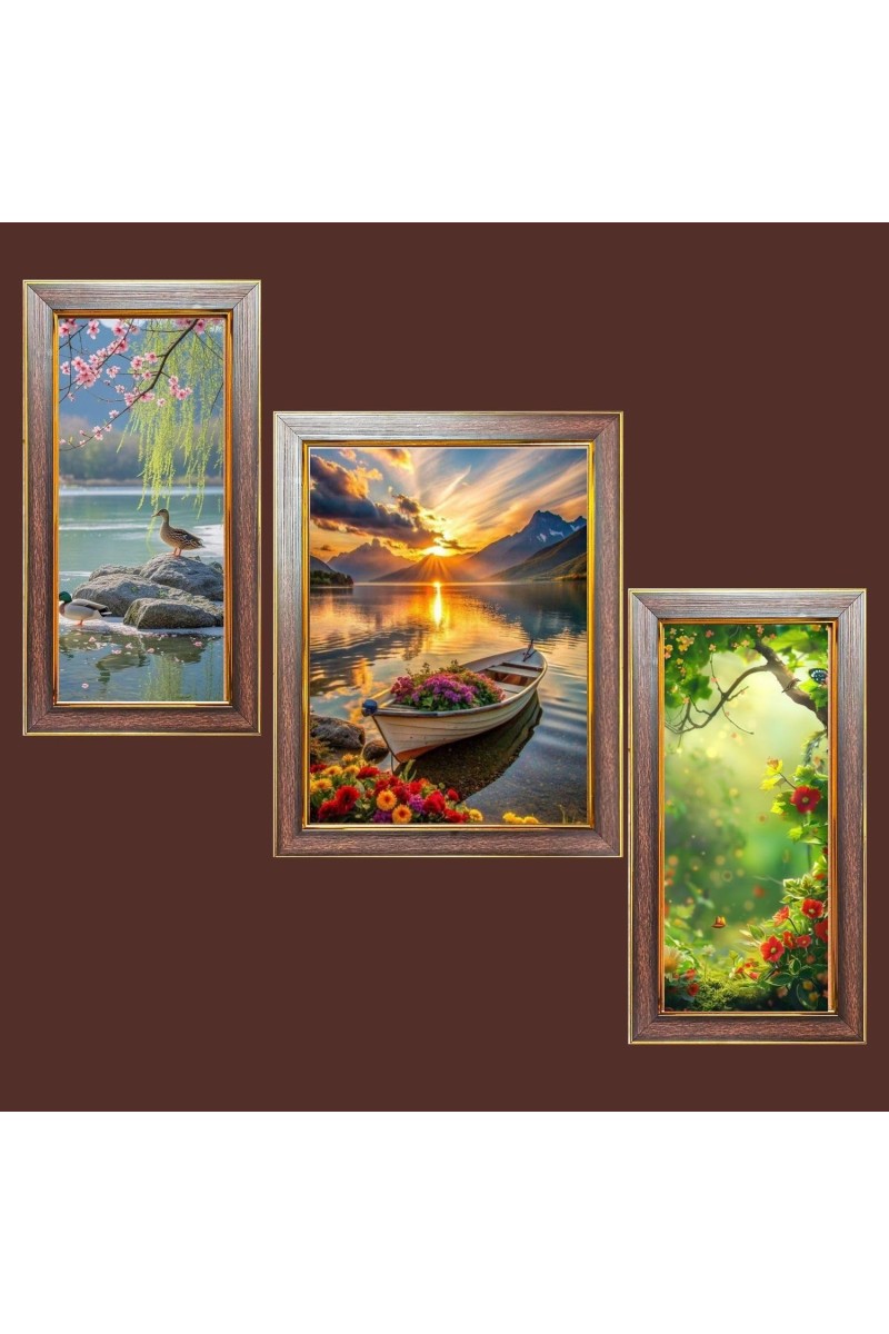 3-Pack Nature at it Photo Frames - 2 Pieces 12x19 Inch & 1 Piece 16x19 Inch - Rustic Wall Art for Home & Office Decor - Botanical Wall Hanging for Living Room, Bedroom, or Workspace