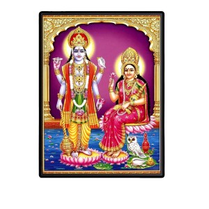 Vishnu Lakshmi Laminated Photo - 5x7 Inches, Divine Blessings for Home & Office and Temple Decoration