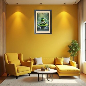 The funny frog is meditating Photo Frame Funny Animal and Bird Cartoon Art, Black color, 19x23 Inch The funny frog is meditating Photo Frame Funny Animal and Bird Cartoon Art, Black color, 19x23 Inch