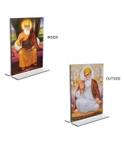 Guru Nanak Acrylic T-Style Photo Stand - 7x9 Inches, Compact and Stylish Spiritual Display, easily change 2 photos (Pack of 1)