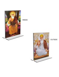 Guru Nanak Acrylic T-Style Photo Stand - 9x11 Inches, Compact and Stylish Spiritual Display, easily change 2 photos (Pack of 1)