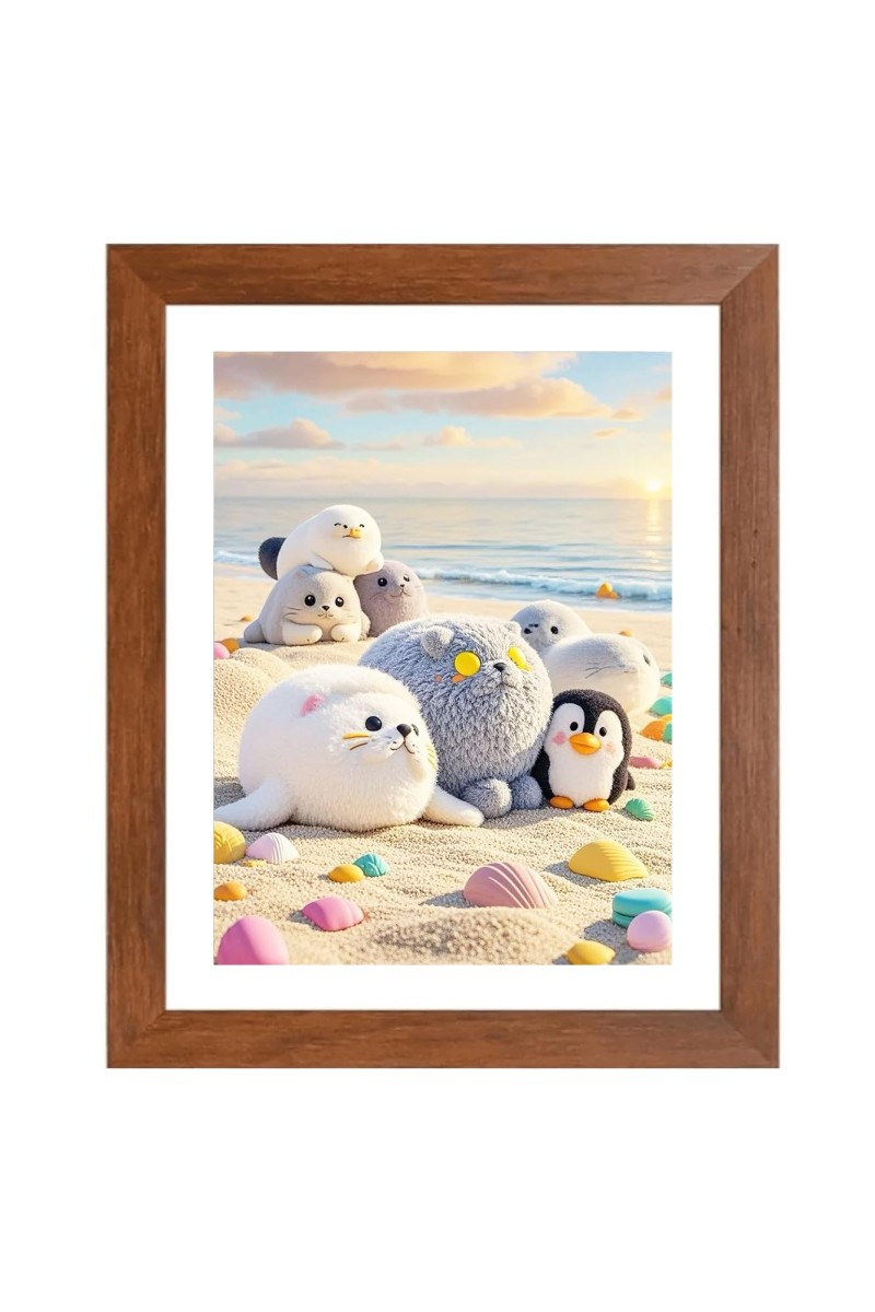 AI Funny Cute penguins Art Picture for Kids - 12x16 inches, Brown Color - Perfect Wall Decor for Children's Room