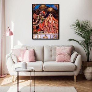 Radha Krishna Laminated Photo - 13x15 Inches, Divine Blessings for Home & Office and Temple Decoration