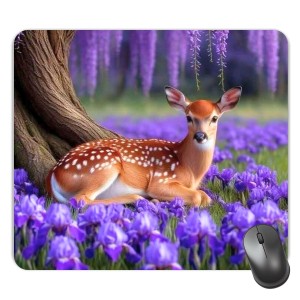 Customized Beautiful Deer Picture Sublimation Mouse Pad | 8 X 7.5 Inch | Smooth Cloth Surface | Non-Slip Rubber Base | Personalized Mousepad for Laptop & Desktop (F17381)