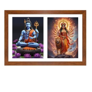 Lord shiva and durga maa Photo Frame - 11x15Inches - Spiritual Artwork for Home Wall Decoration, Puja Room and Office Decoration and Gifting
