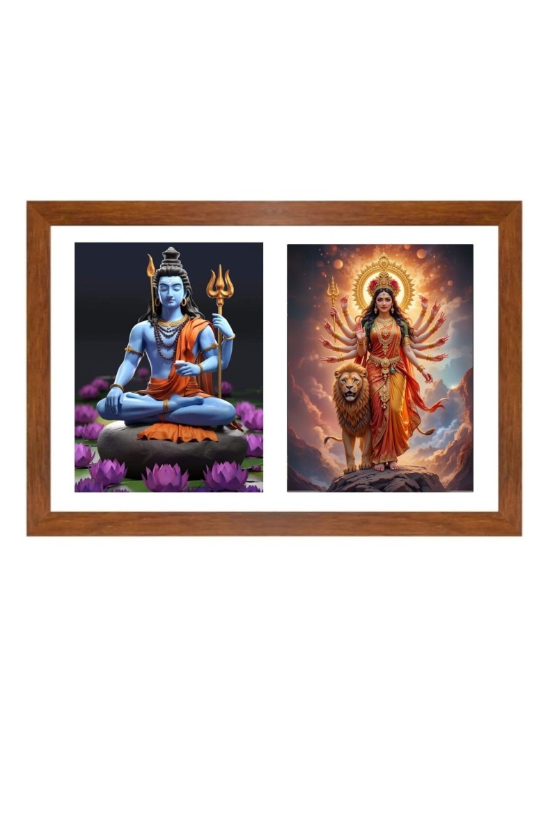 Lord shiva and durga maa Photo Frame - 11x15Inches - Spiritual Artwork for Home Wall Decoration, Puja Room and Office Decoration and Gifting