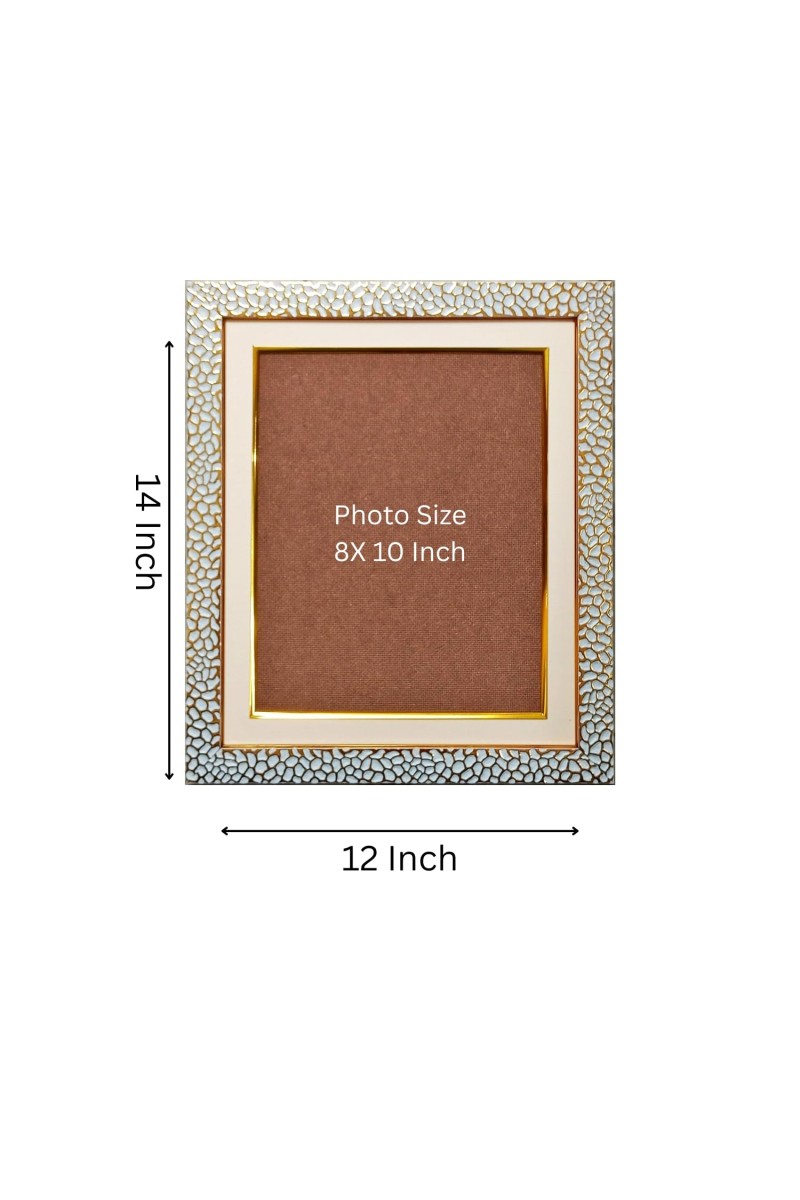 Modern Textured White & Gold Photo Frame | Elegant Decorative Picture Frame for Wall & Tabletop | Premium Display Frame for Home, Office & Art Décor