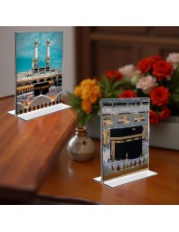 Mecca Madina Acrylic T-Style Photo Stand - 9x11 Inches, Compact and Stylish Spiritual Display, easily change 2 photos (Pack of 1)
