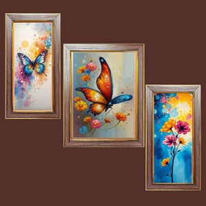 3-Pack Butterflies and flowers painting Photo Frames - 2 Pieces 6x13 Inch & 1 Piece 10x13 Inch - Rustic Wall Art for Home & Office Decor - Botanical Wall Hanging for Living Room, Bedroom, or Wor 3-Pack Butterflies and flowers painting Photo Frames - 2 Pieces 6x13 Inch & 1 Piece 10x13 Inch - Rustic Wall Art for Home & Office Decor - Botanical Wall Hanging for Living Room, Bedroom, or Wor