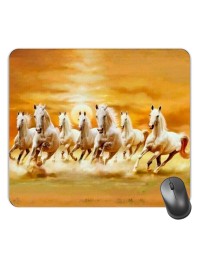 Customized Running Horses Picture Sublimation Mouse Pad | 8 X 7.5 Inch | Smooth Cloth Surface | Non-Slip Rubber Base | Personalized Mousepad for Laptop & Desktop (F16966)