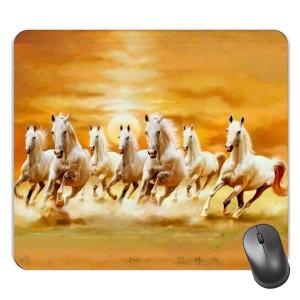 Customized Running Horses Picture Sublimation Mouse Pad | 8 X 7.5 Inch | Smooth Cloth Surface | Non-Slip Rubber Base | Personalized Mousepad for Laptop & Desktop (F16966)