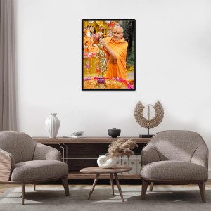 Swami Narayan Laminated Photo - 5x7 Inches, Divine Blessings for Home & Office and Temple Decoration