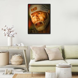 Sai Baba Laminated Photo - 5x7 Inches, Divine Blessings for Home & Office and Temple Decoration