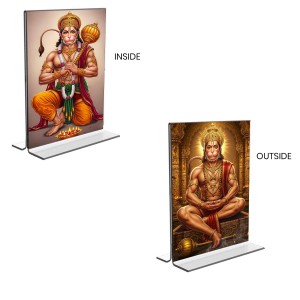 Sri Hanuman Acrylic T-Style Photo Stand - 5x7 Inches, Compact and Stylish Spiritual Display, easily change 2 photos (Pack of 1)