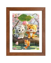 AI Funny Cute Cat Art Picture for Kids - 10x14 inches, Brown Color - Perfect Wall Decor for Children's Room