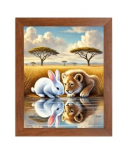 AI Funny Lion with Squirrel Art Picture for Kids - 10x14 inches, Brown Color - Perfect Wall Decor for Children's Room AI Funny Lion with Squirrel Art Picture for Kids - 10x14 inches, Brown Color - Perfect Wall Decor for Children's Room