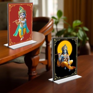Lord Krishna Acrylic T-Style Photo Stand - 11x13 Inches, Compact and Stylish Spiritual Display, easily change 2 photos (Pack of 1) Lord Krishna Acrylic T-Style Photo Stand - 11x13 Inches, Compact and Stylish Spiritual Display, easily change 2 photos (Pack of 1)