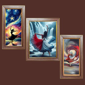 3-Pack Beautiful girl aura painting Photo Frames - 2 Pieces 6x13 Inch & 1 Piece 10x13 Inch - Rustic Wall Art for Home & Office Decor - Botanical Wall Hanging for Living Room, Bedroom, or Workspa